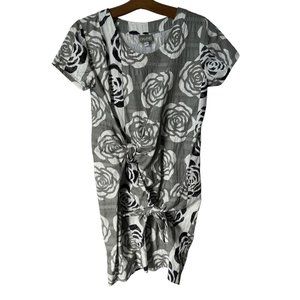 Niche Nilgun Derman Floral Mini Dress Women XS Gray Tie Boho Hippie Cottagecore